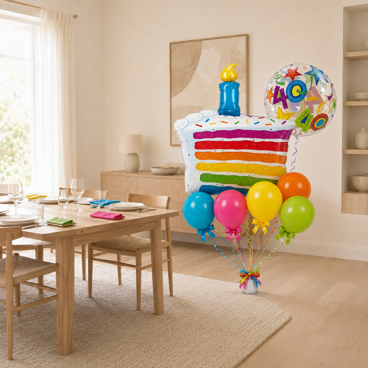 Rainbow Milestone Birthday Balloon Bouquet – Choose Your Age