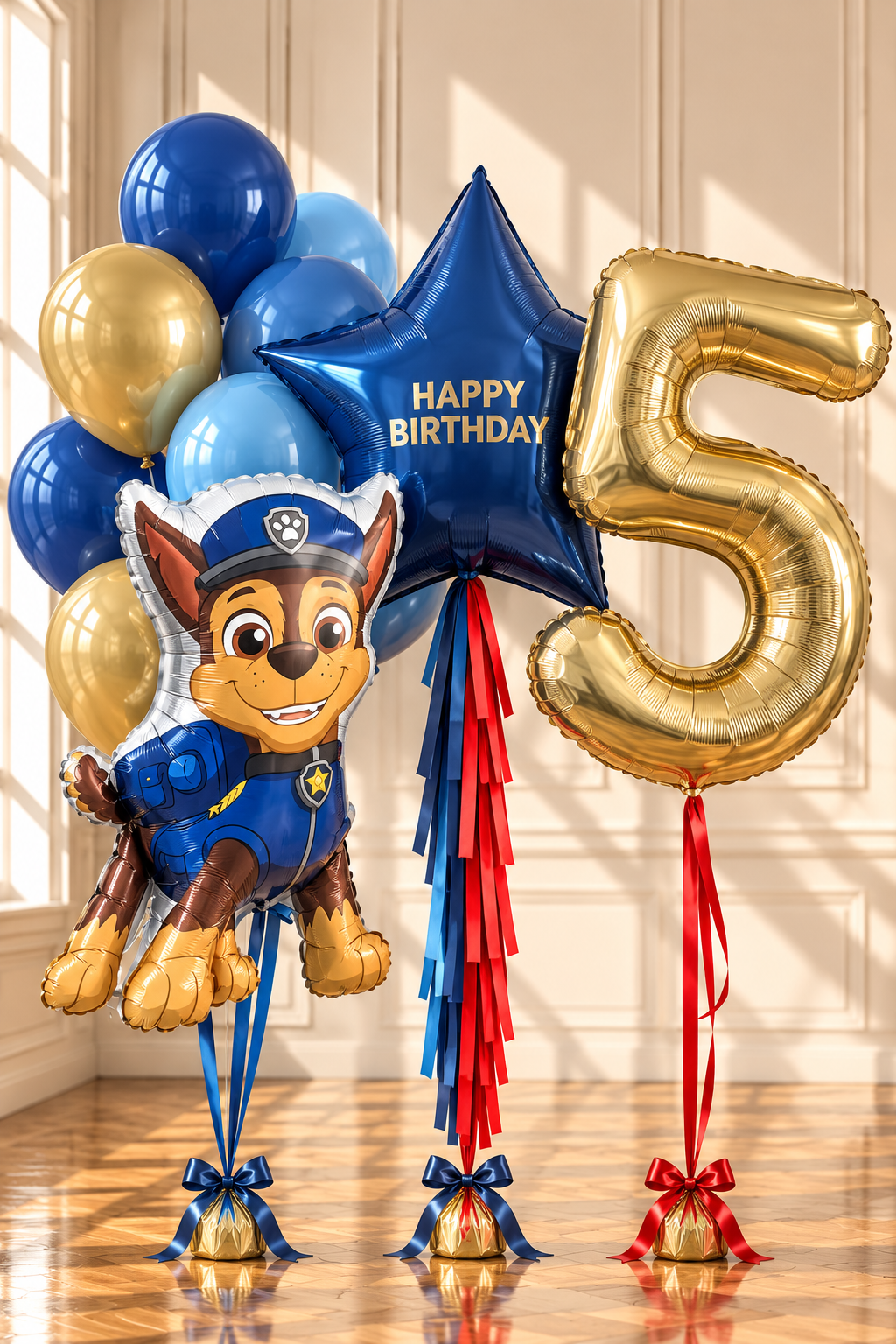 Blue Birthday Balloon Set with Number & Character Balloon