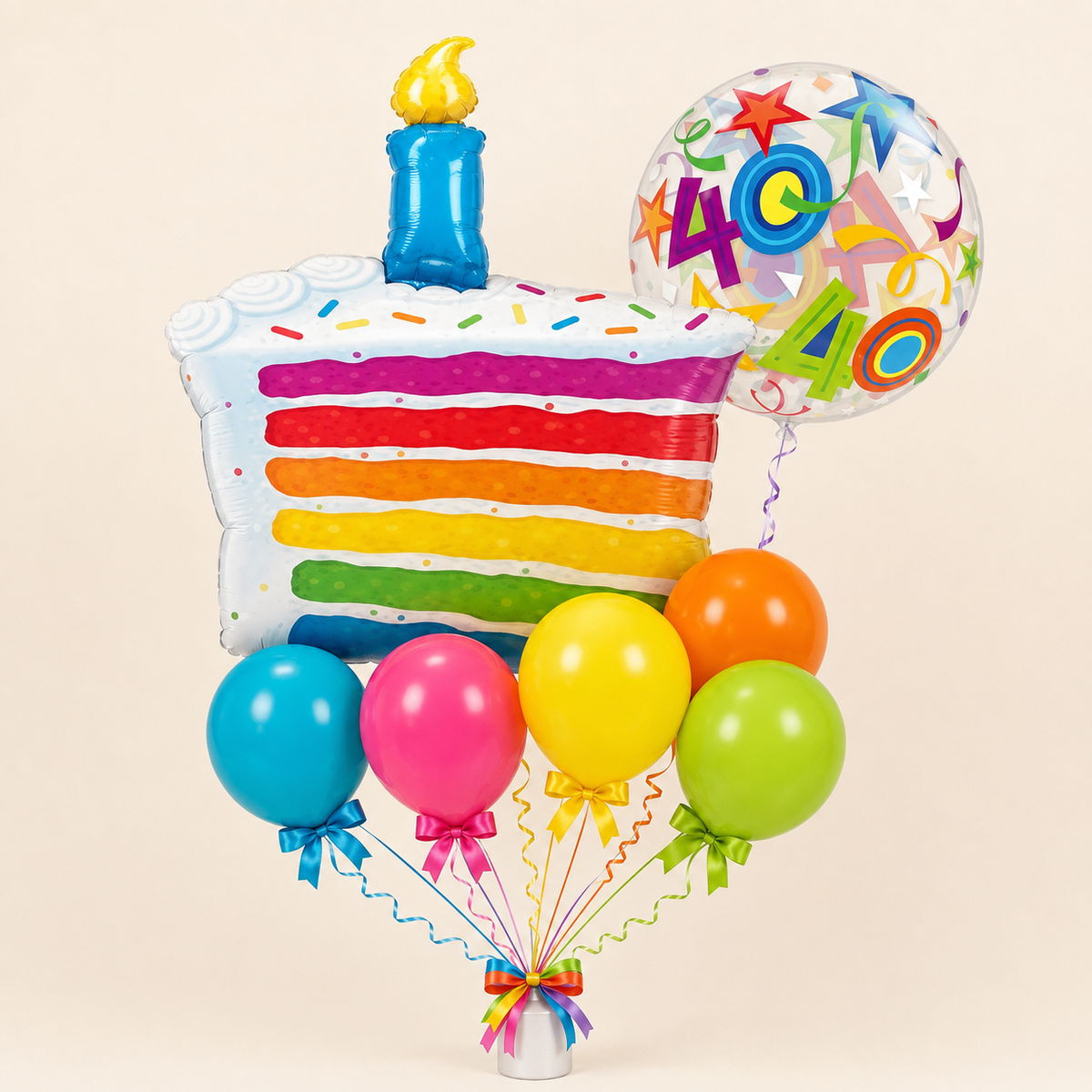 Rainbow Milestone Birthday Balloon Bouquet – Choose Your Age