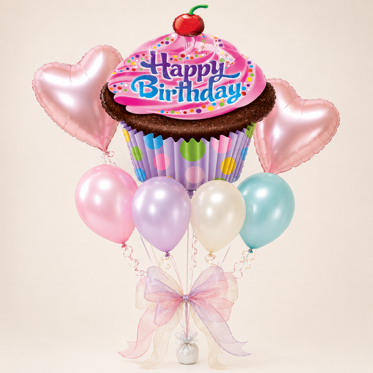 Sweet Celebration Cupcake Birthday Balloon Bouquet