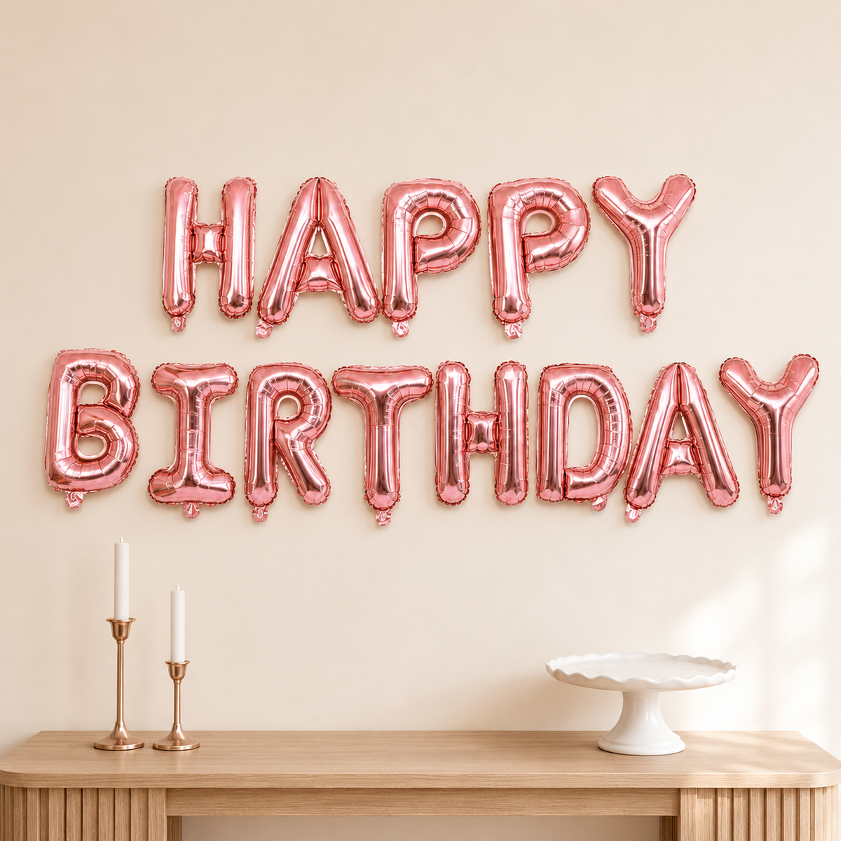 Rose Gold Happy Birthday Foil Letter Balloon Banner