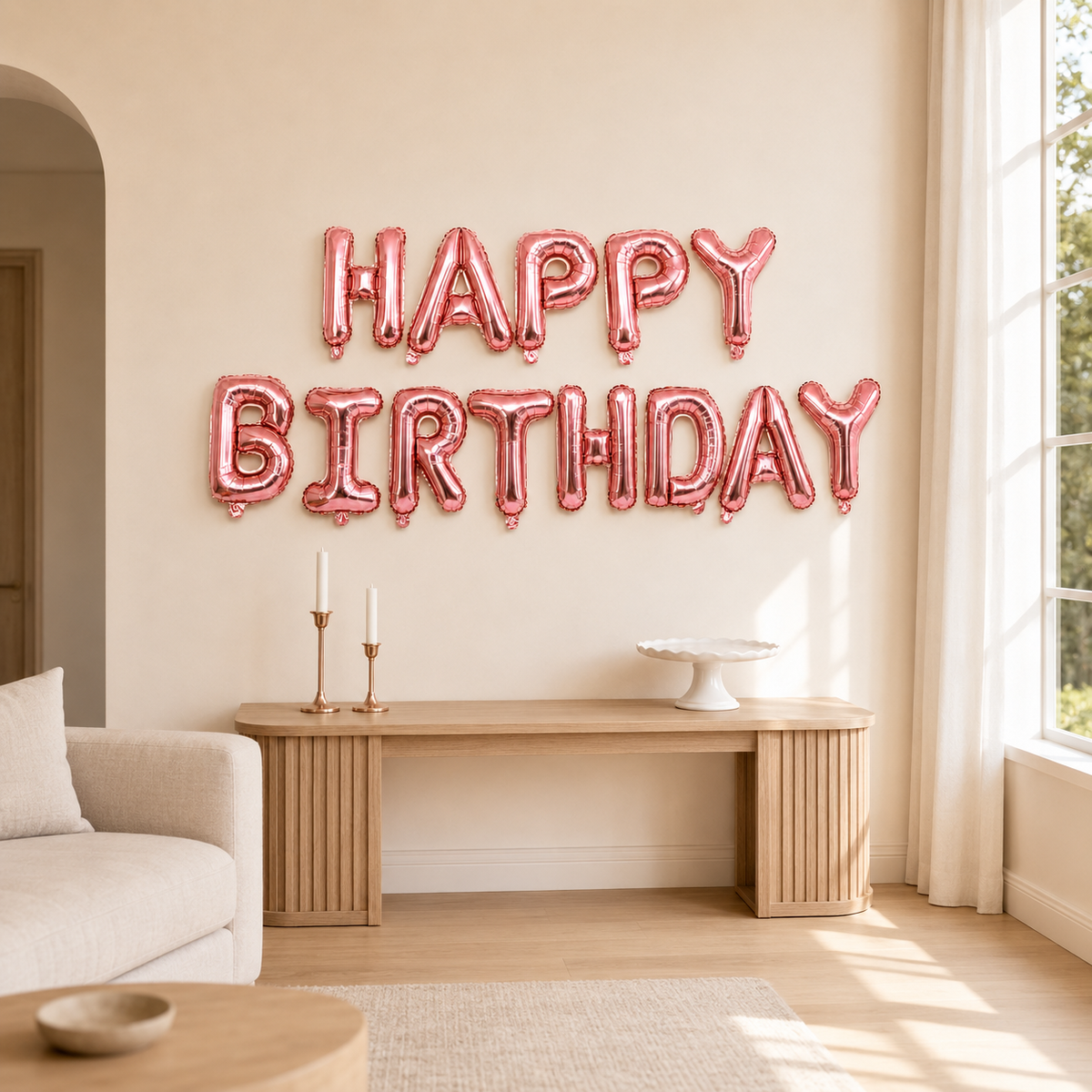Rose Gold Happy Birthday Foil Letter Balloon Banner