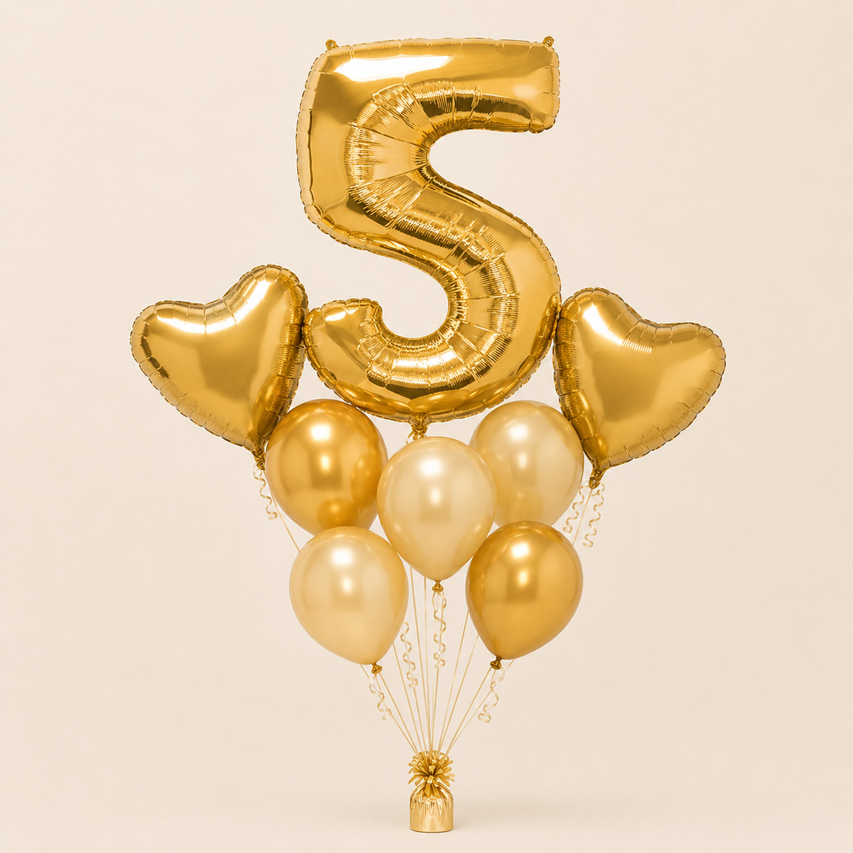 Golden Birthday Number Balloon Bouquet – Choose Your Age