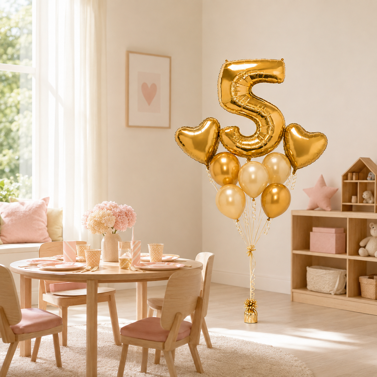 Golden Birthday Number Balloon Bouquet – Choose Your Age