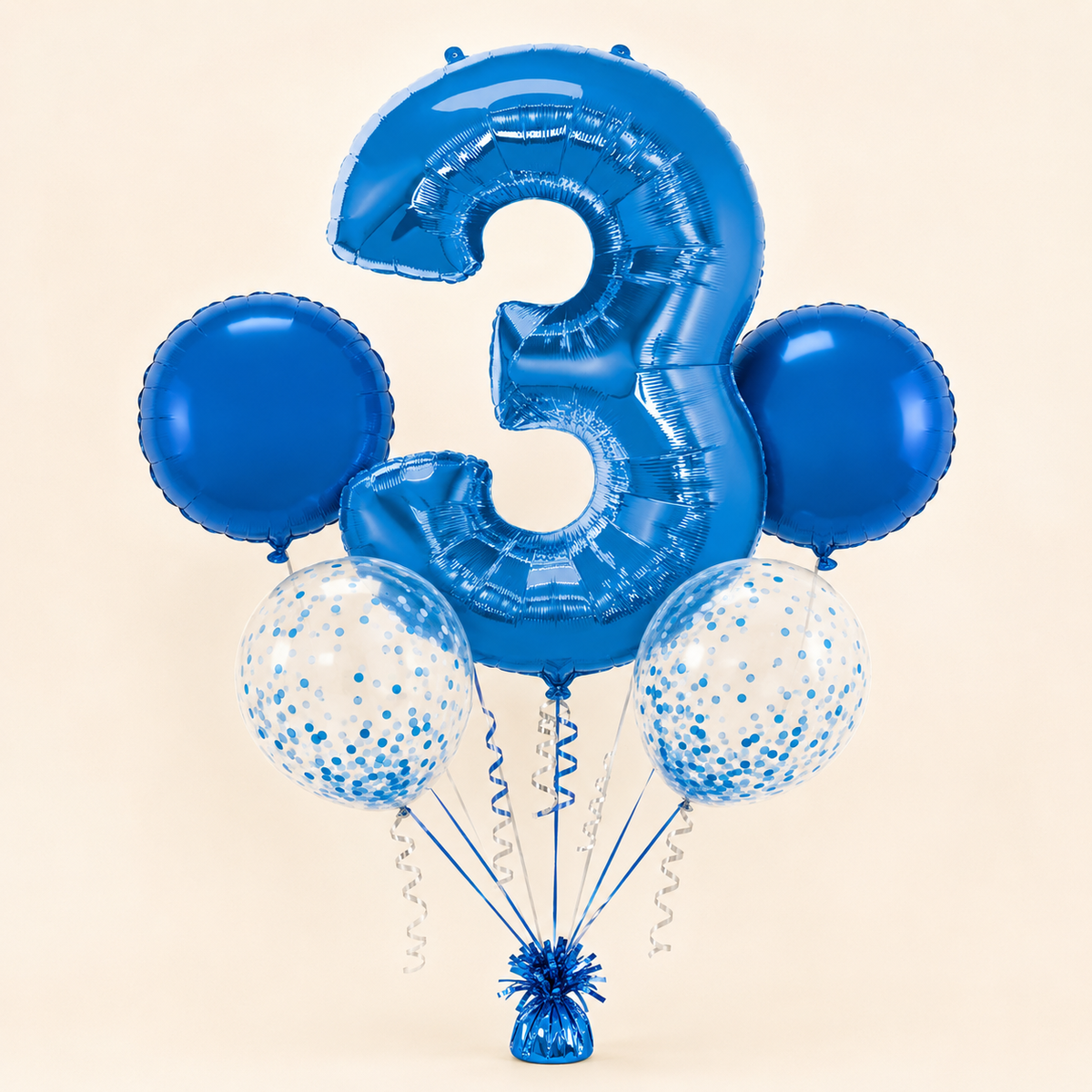 Brilliant Blue Birthday Number Balloon Bouquet – Choose Your Age