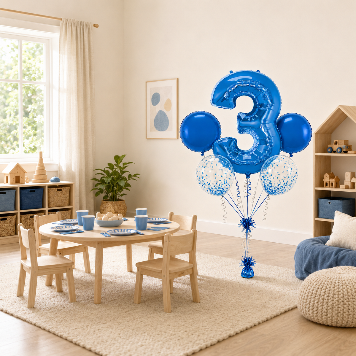 Brilliant Blue Birthday Number Balloon Bouquet – Choose Your Age