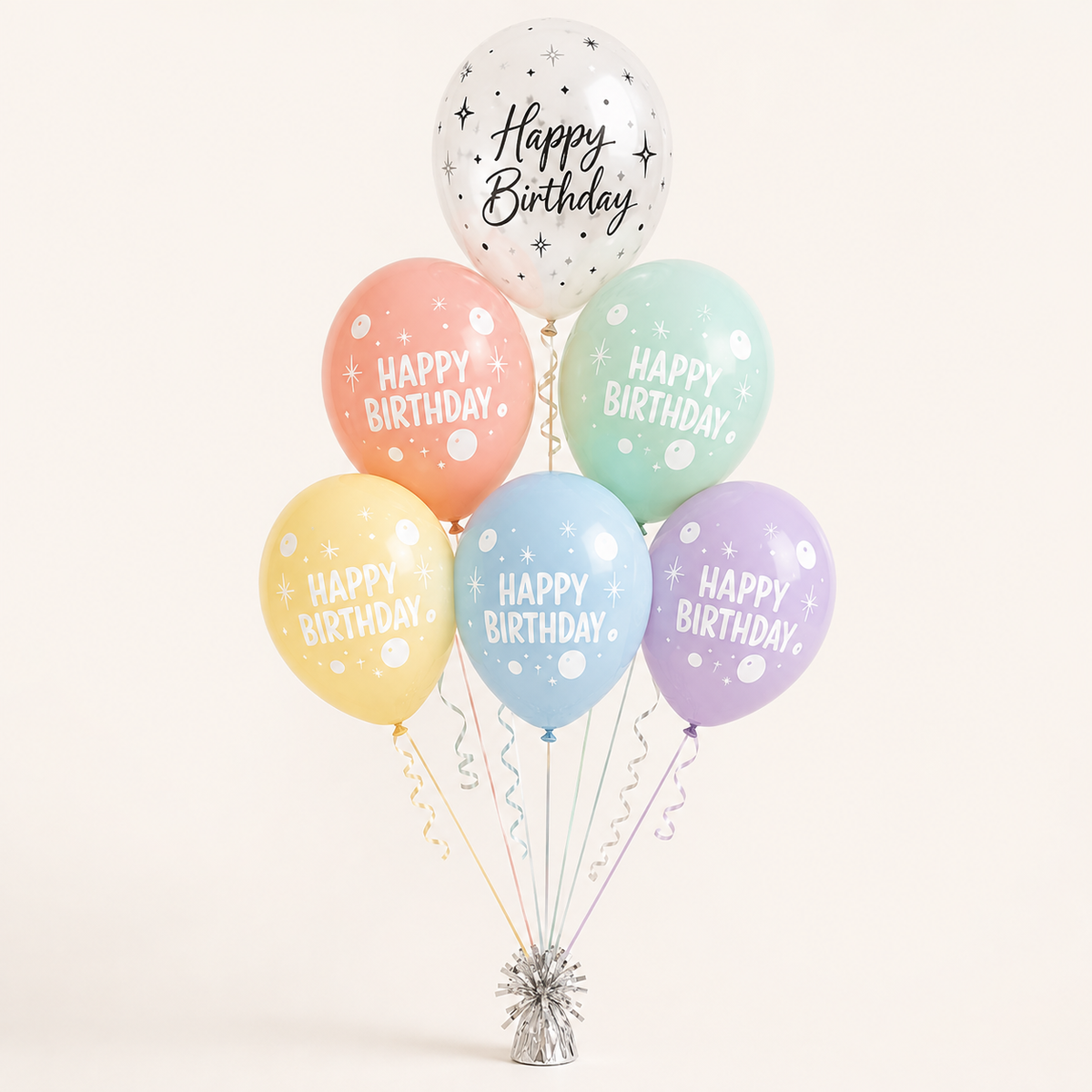 Pastel Happy Birthday Latex Balloon Bouquet