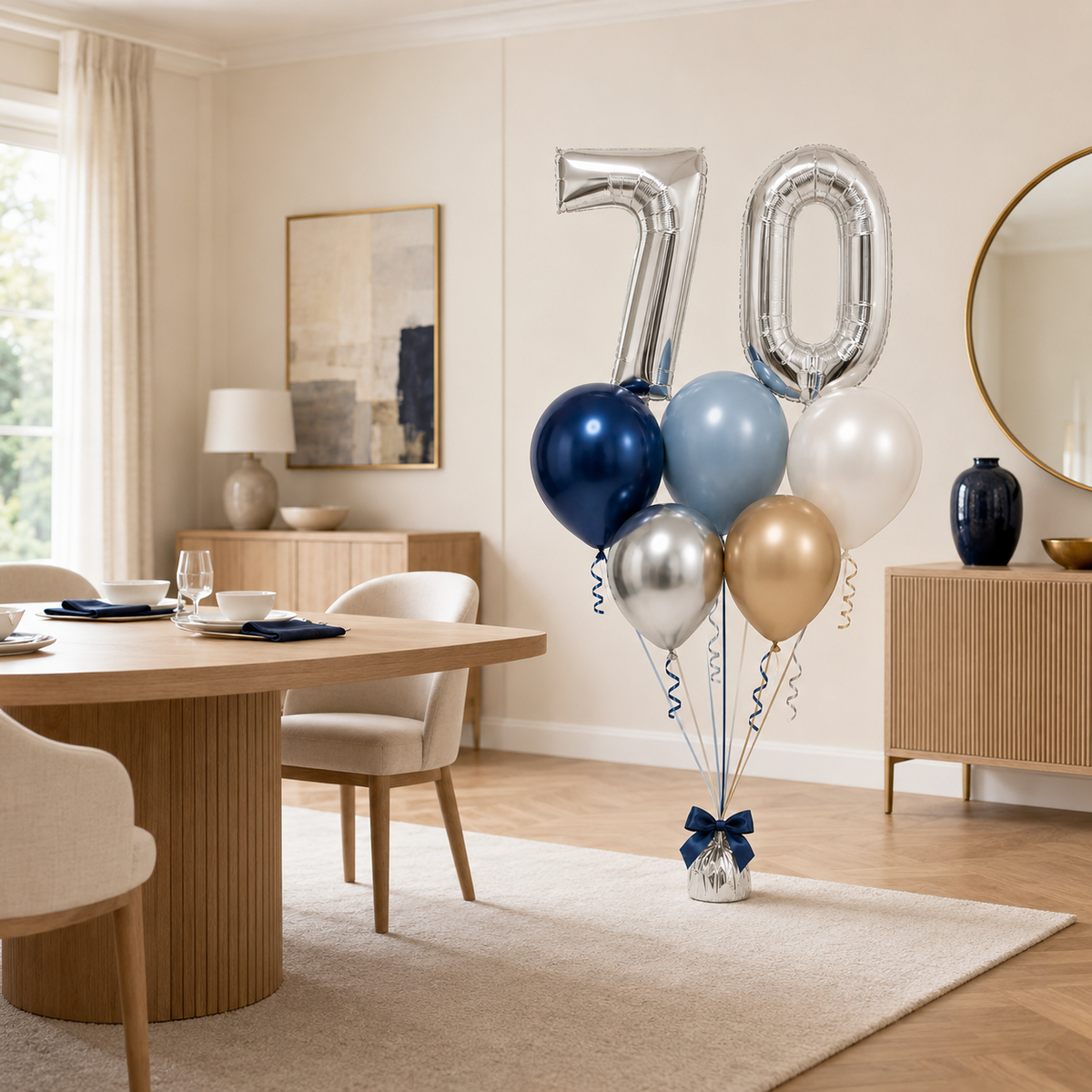 Classic Silver Milestone Number Balloon Bouquet – Choose Your Age