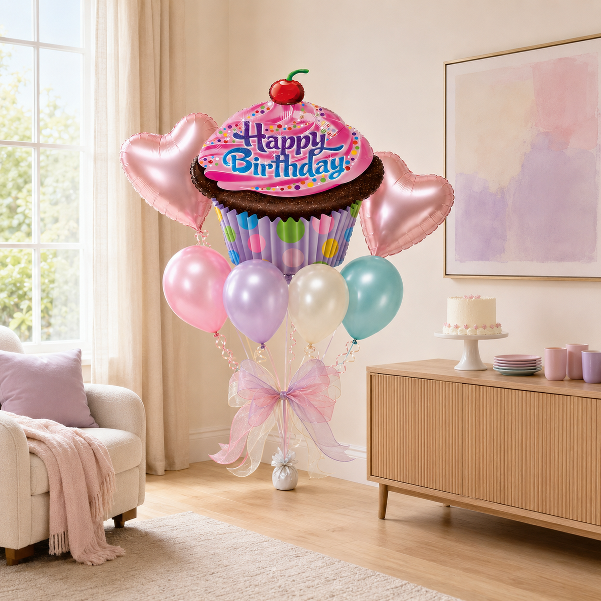 Sweet Celebration Cupcake Birthday Balloon Bouquet