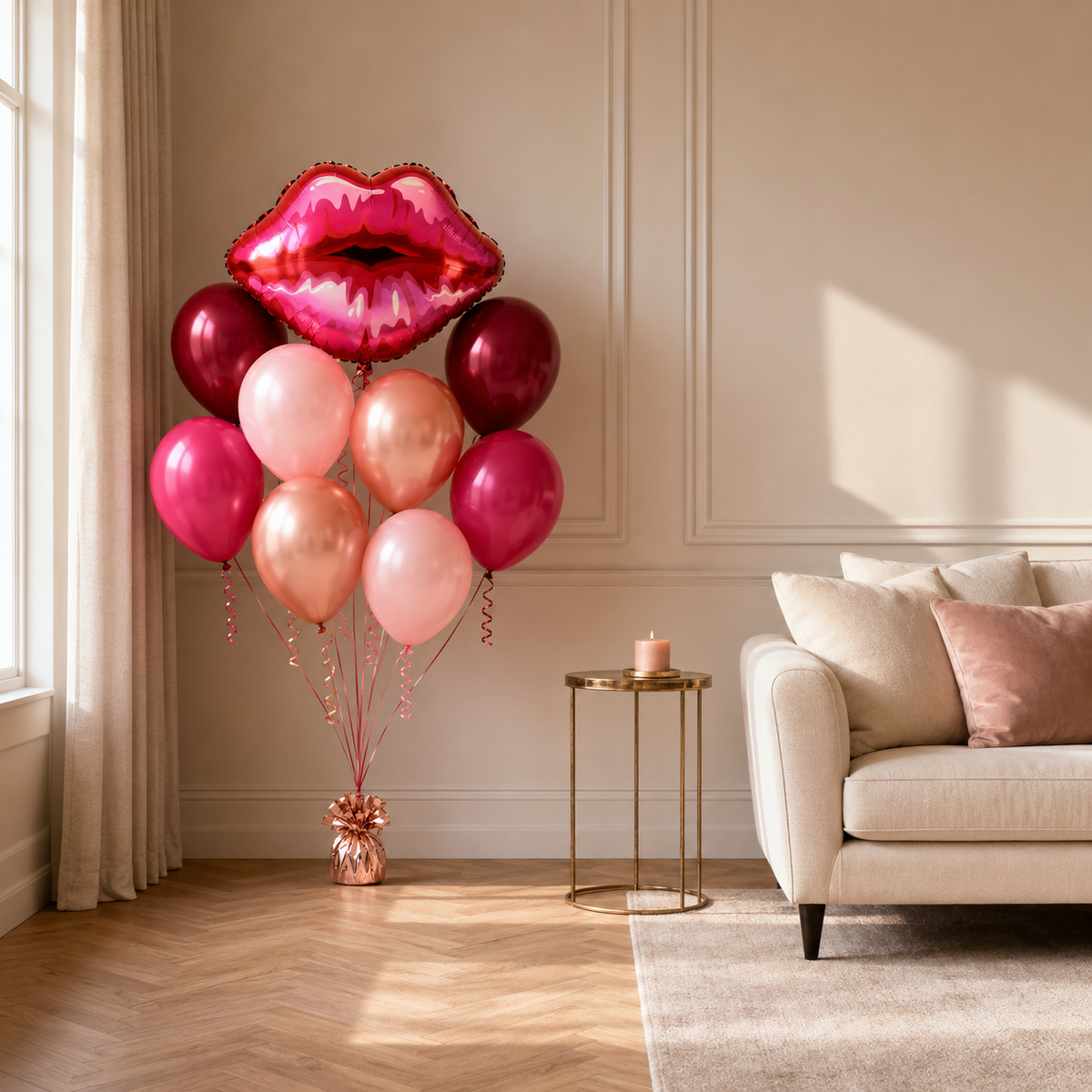 Kiss Me Pink Lips Romantic Balloon Bouquet