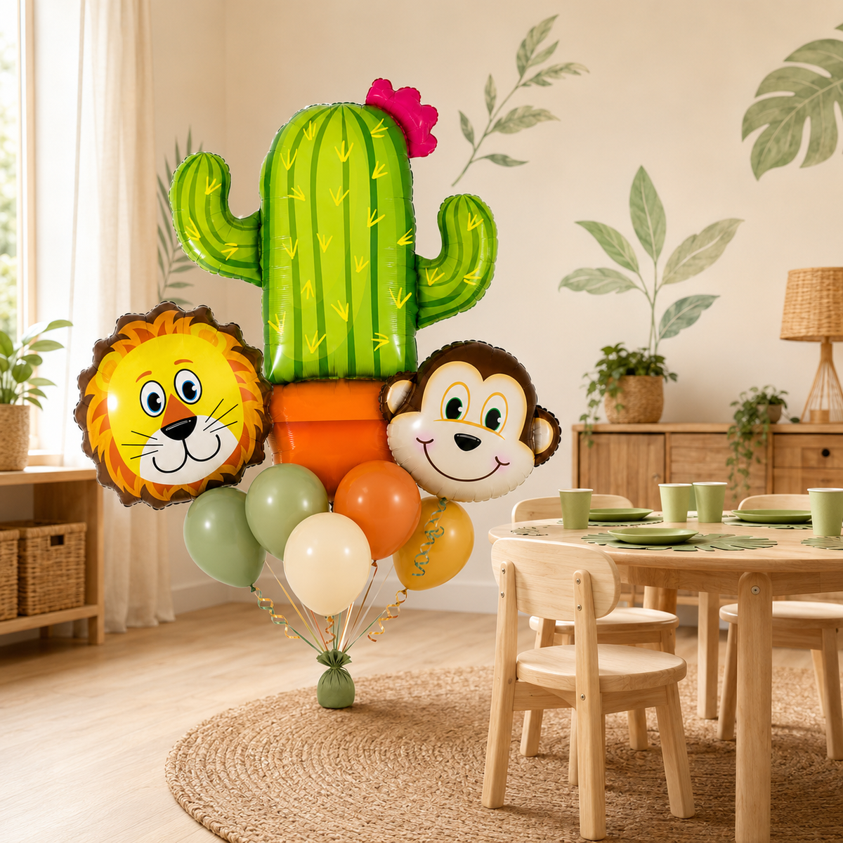 Safari Adventure Cactus & Animal Birthday Balloon Bouquet
