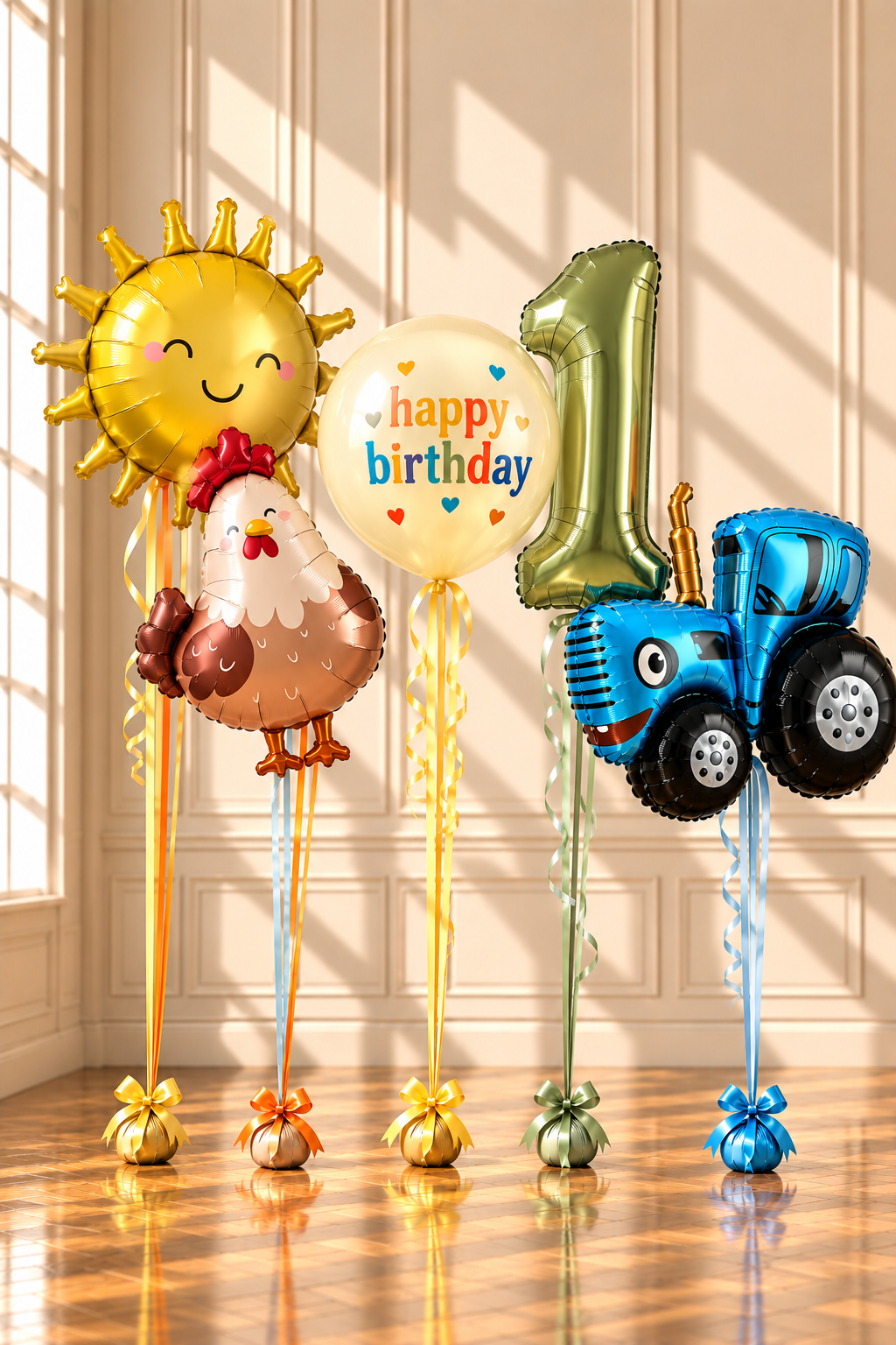 Farmyard 1st Birthday Balloon Set – Tractor & Farm Animals