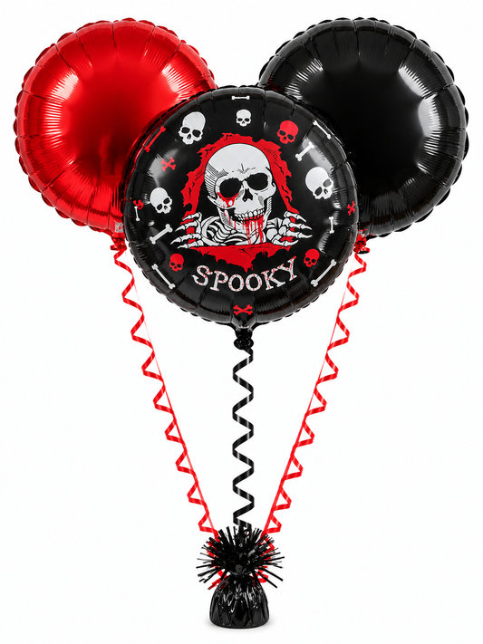 Spooky Skull Halloween Balloon Bouquet – Red & Black