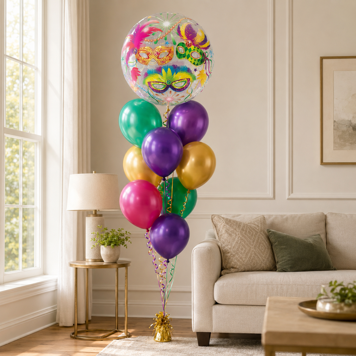 Mardi Gras Masquerade Bubble Balloon Bouquet