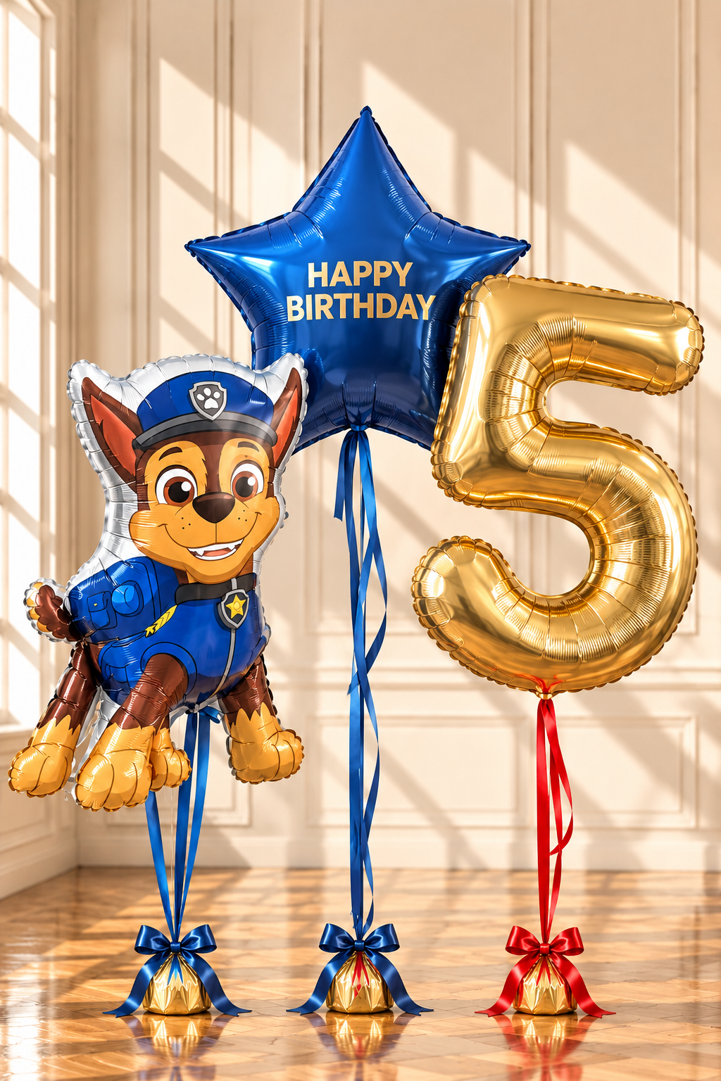 Blue Birthday Balloon Set with Number & Character Balloon